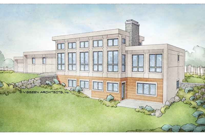 House Design - Exterior - Rear Elevation 1 for Modern House Plan #928-346 - 4 bed, 3 bath