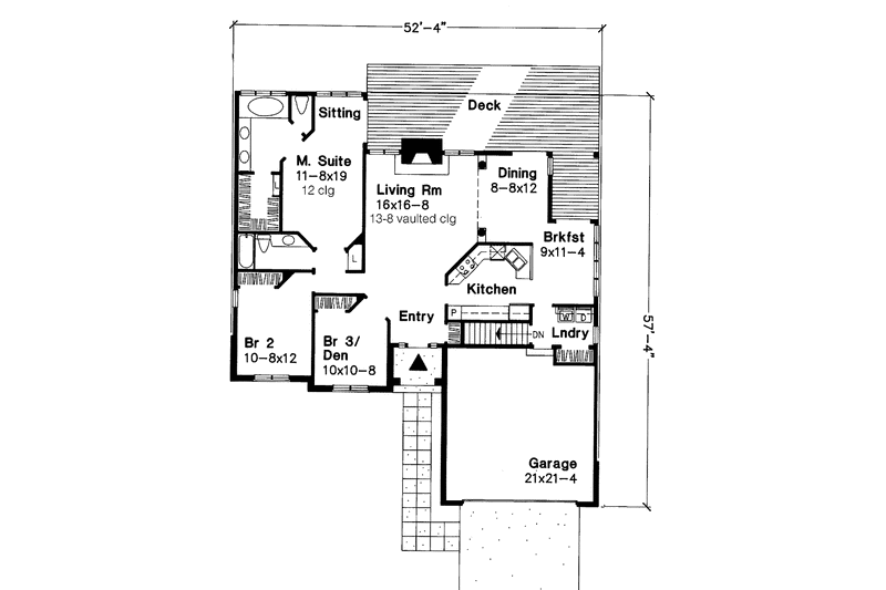 Home Plan - Floor Plan - Main Floor for Traditional House Plan #320-586 - 3 bed, 2 bath