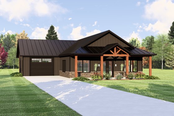 Country Exterior - Front Elevation Plan #1064-330