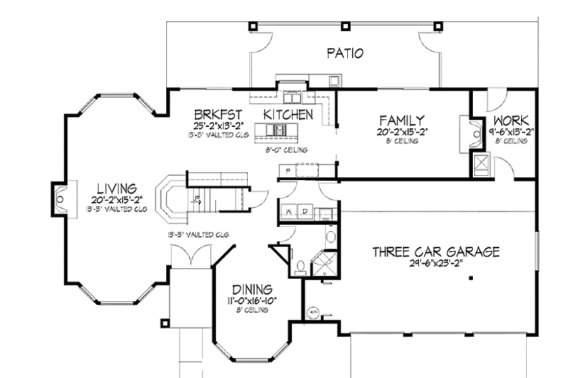 Home Plan - Floor Plan - Main Floor for Mediterranean House Plan #320-978 - 3 bed, 3 bath