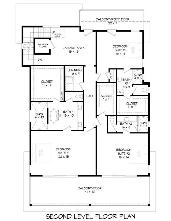 House Blueprint - Contemporary Floor Plan - Upper Floor Plan #932-1401