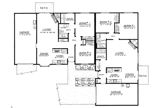 Floor Plan - Main Floor for Ranch House Plan #303-160 - 2 bed, 1 bath
