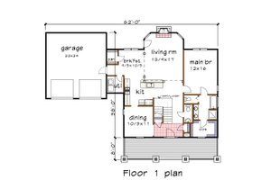 Floor Plan - Main Floor for Craftsman House Plan #79-259 - 3 bed, 2.5 bath