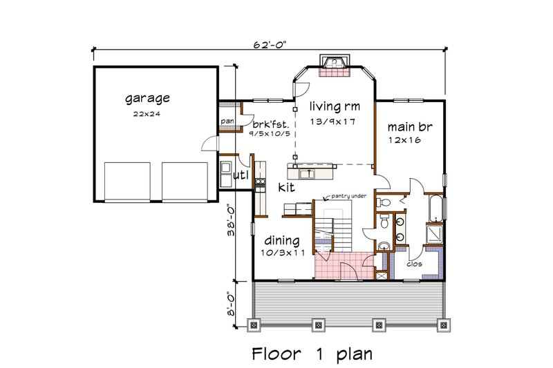 Dream House Plan - Floor Plan - Main Floor for Craftsman House Plan #79-259 - 3 bed, 2.5 bath