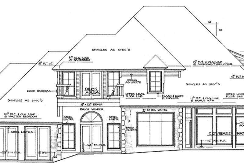 House Blueprint - Exterior - Rear Elevation for Country House Plan #310-1044 - 4 bed, 3.5 bath