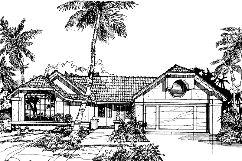 Home Plan - Exterior - Front Elevation 3 for Mediterranean House Plan #320-724 - 3 bed, 2 bath