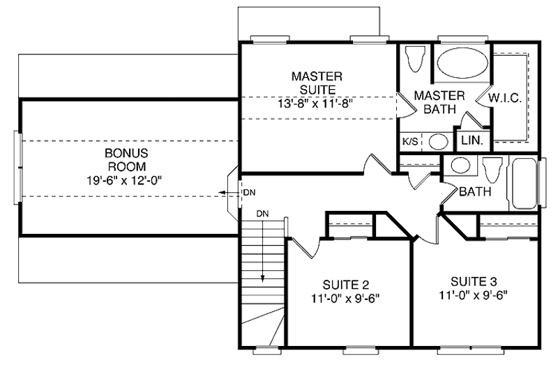 House Plan Design - Floor Plan - Upper Floor for Colonial House Plan #453-267 - 3 bed, 2.5 bath
