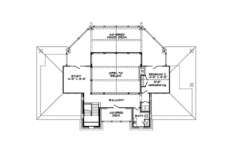 Architectural House Design - Floor Plan - Upper Floor for Country House Plan #140-182 - 2 bed, 3.5 bath