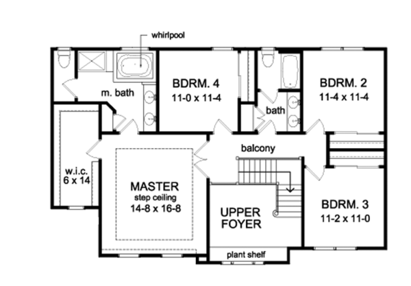 Traditional Floor Plan - Upper Floor Plan #1010-94
