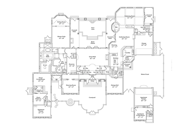 Home Plan - Floor Plan - Main Floor for Mediterranean House Plan #417-817 - 6 bed, 6 bath