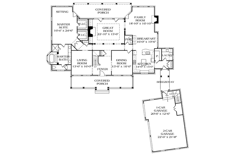 House Blueprint - Floor Plan - Main Floor for Classical House Plan #453-316 - 4 bed, 3 bath