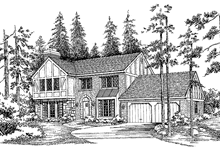 Tudor Style House Plan - 3 Beds 2.5 Baths 1996 Sq/Ft Plan #72-730