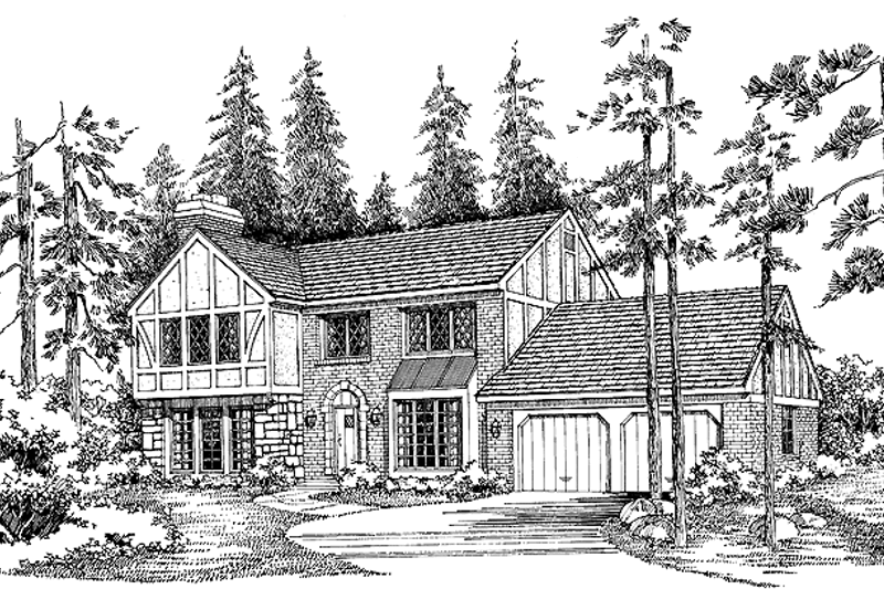 Architectural House Design - Tudor Exterior - Front Elevation Plan #72-730