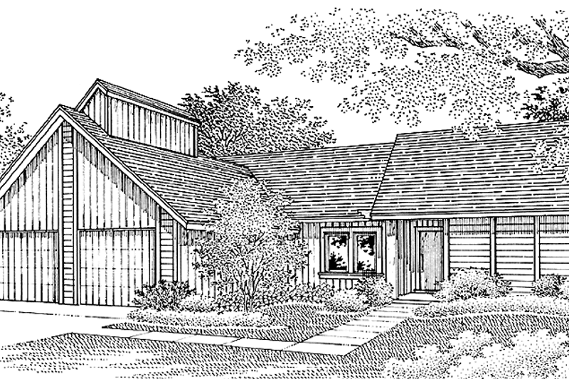 Home Plan - Exterior - Front Elevation 3 for Contemporary House Plan #45-403 - 4 bed, 2 bath