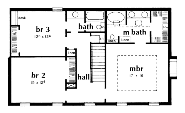 House Blueprint - Country Floor Plan - Upper Floor Plan #36-514