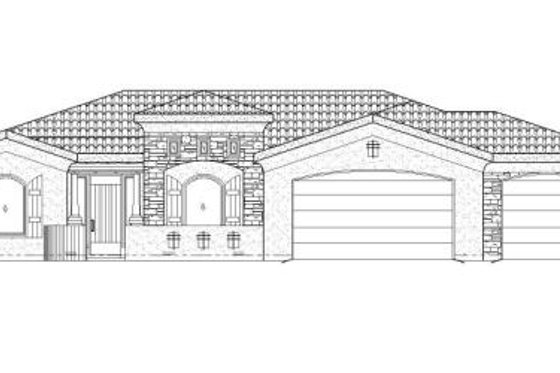 Exterior - Front Elevation for Adobe / Southwestern House Plan #24-257 - 4 bed, 2 bath