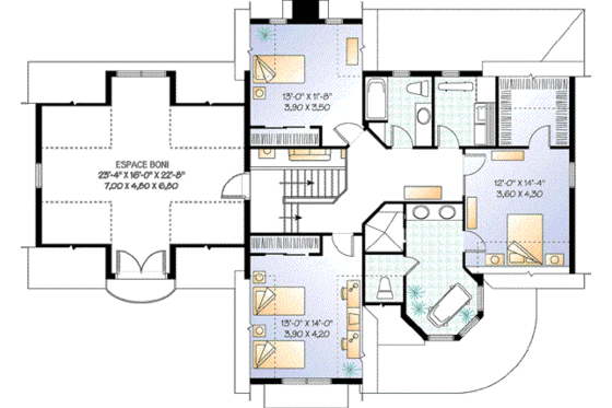 Floor Plan - Upper Floor for Victorian House Plan #23-370 - 3 bed, 2.5 bath