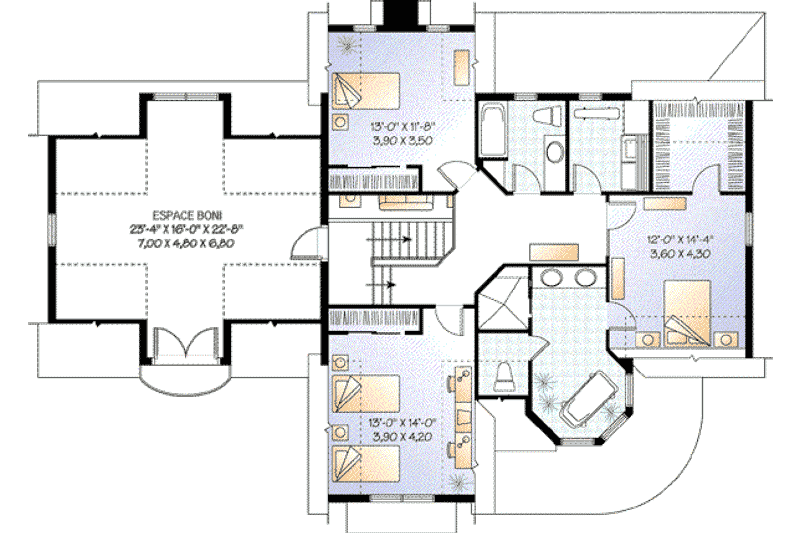 Architectural House Design - Floor Plan - Upper Floor for Victorian House Plan #23-370 - 3 bed, 2.5 bath