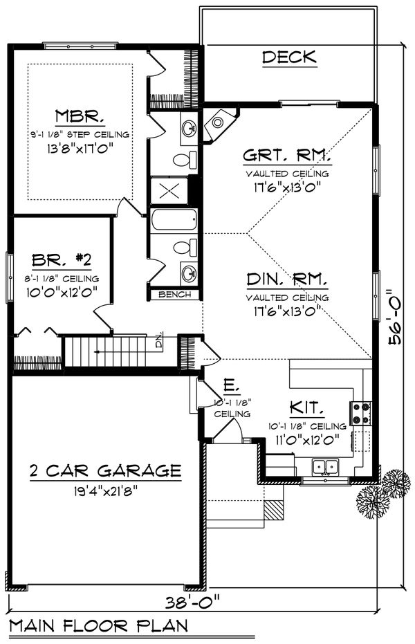 House Design - Ranch Floor Plan - Main Floor Plan #70-1235