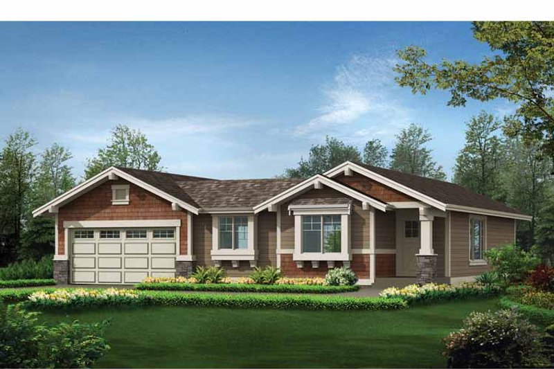 Home Plan - Exterior - Front Elevation 3 for Craftsman House Plan #132-531 - 3 bed, 2 bath