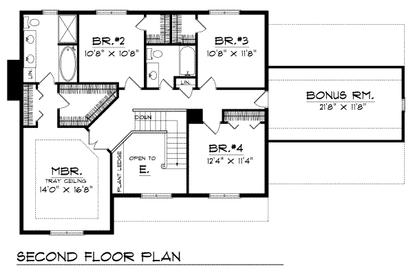 Traditional Floor Plan - Upper Floor Plan #70-376