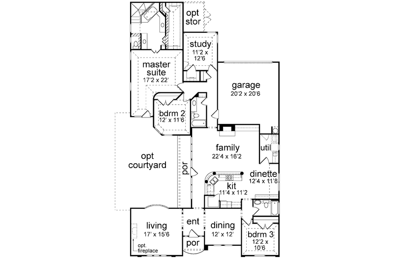 Home Plan - Floor Plan - Main Floor for Mediterranean House Plan #84-700 - 3 bed, 3 bath