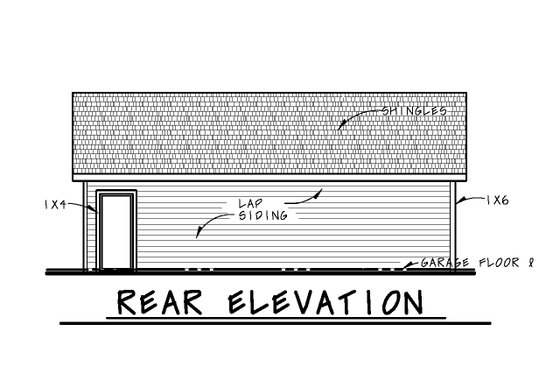 Exterior - Rear Elevation for Traditional House Plan #20-2449, 0 bath
