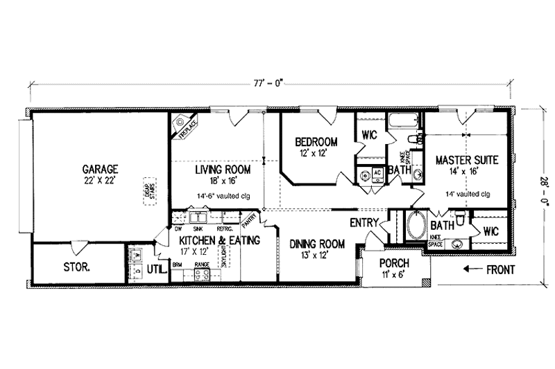 Home Plan - Floor Plan - Main Floor for Traditional House Plan #45-540 - 2 bed, 2 bath