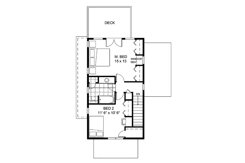 Dream House Plan - Floor Plan - Upper Floor for Country House Plan #1042-3 - 2 bed, 1 bath