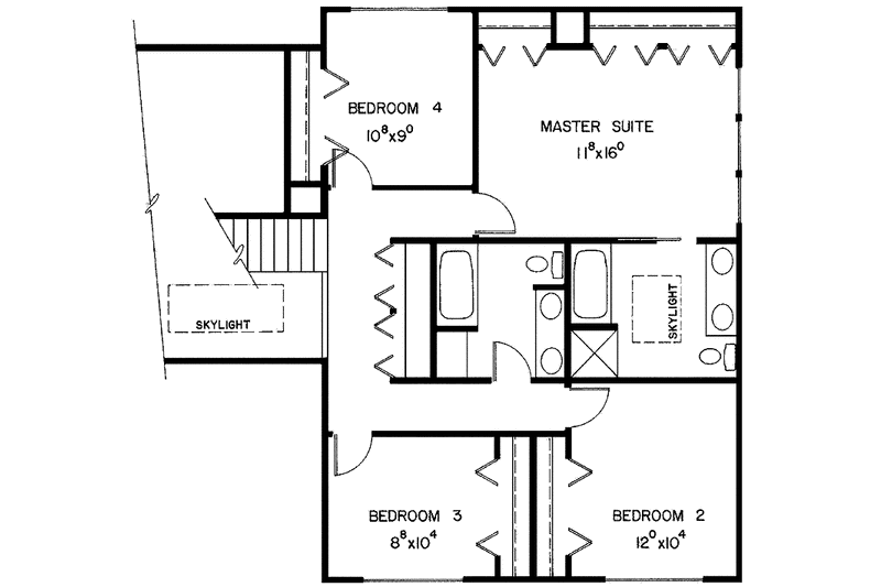 Home Plan - Floor Plan - Upper Floor for Contemporary House Plan #60-774 - 4 bed, 2.5 bath
