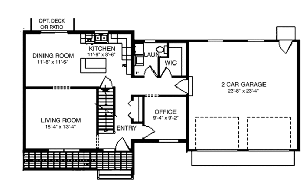 House Design - Country Floor Plan - Main Floor Plan #980-1