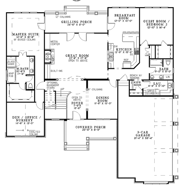 Dream House Plan - Craftsman Floor Plan - Main Floor Plan #17-3045