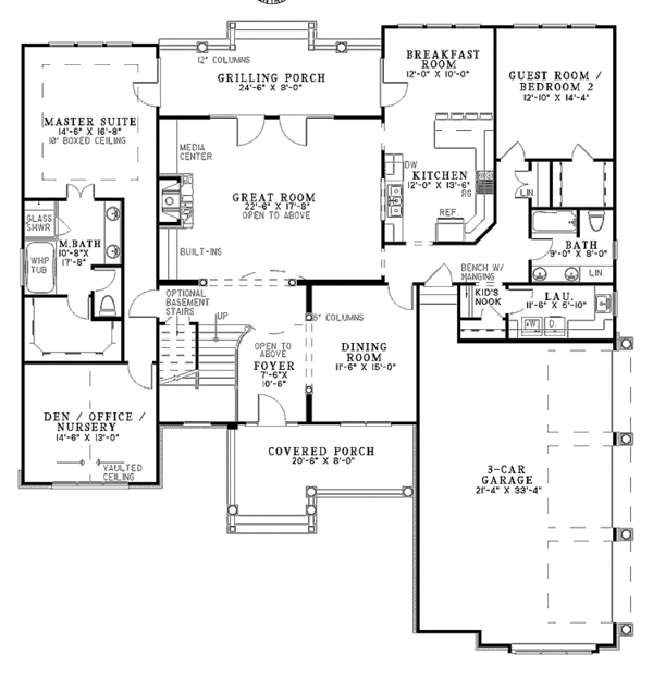 House Plan Design - Craftsman Floor Plan - Main Floor Plan #17-3045