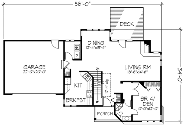 Home Plan - Country Floor Plan - Main Floor Plan #320-1137
