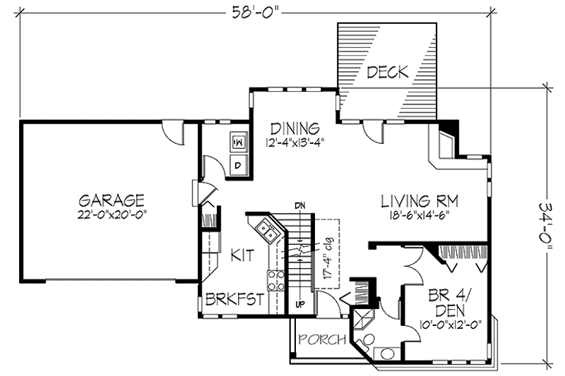 Dream House Plan - Floor Plan - Main Floor for Country House Plan #320-1137 - 3 bed, 3 bath