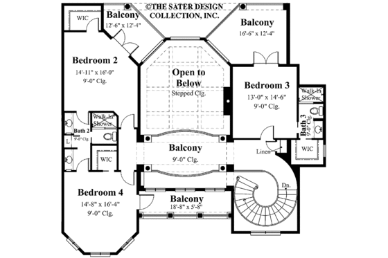 Floor Plan - Upper Floor for European House Plan #930-348 - 4 bed, 3.5 bath