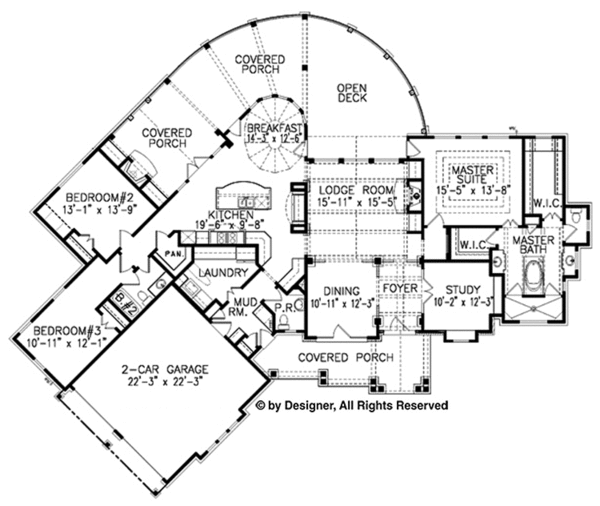 House Plan Design - Craftsman Floor Plan - Main Floor Plan #54-338