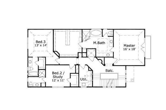 Floor Plan - Upper Floor for European House Plan #411-648 - 3 bed, 4.5 bath