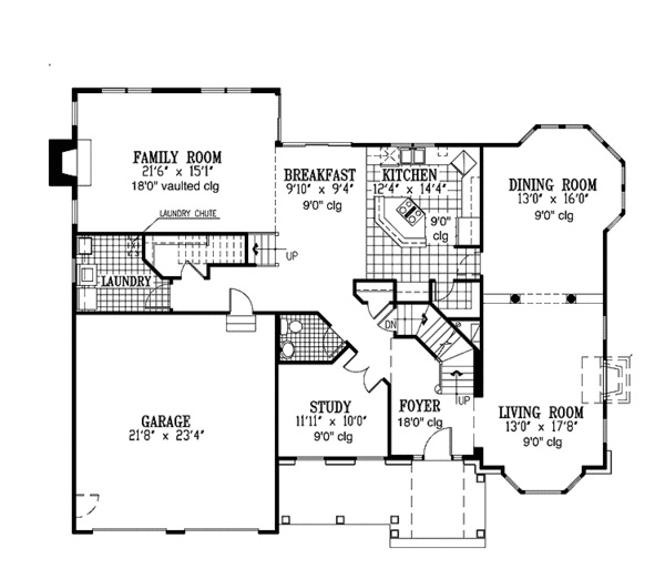 House Blueprint - Country Floor Plan - Main Floor Plan #953-27