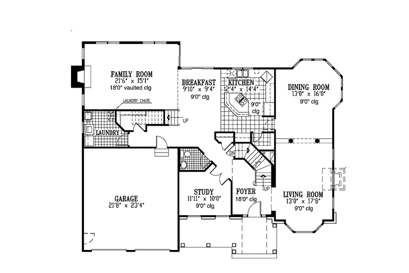 Architectural House Design - Floor Plan - Main Floor for Country House Plan #953-27 - 4 bed, 3.5 bath
