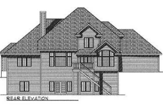 Exterior - Rear Elevation for Traditional House Plan #70-530 - 4 bed, 3.5 bath