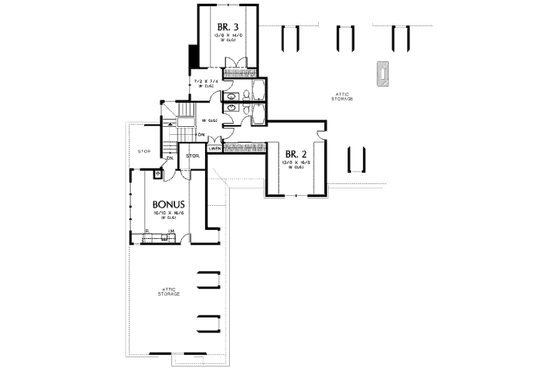 Floor Plan - Upper Floor for European House Plan #48-120 - 3 bed, 3.5 bath
