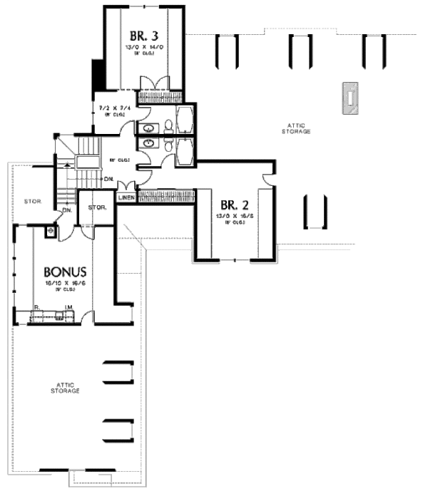 European Floor Plan - Upper Floor Plan #48-120
