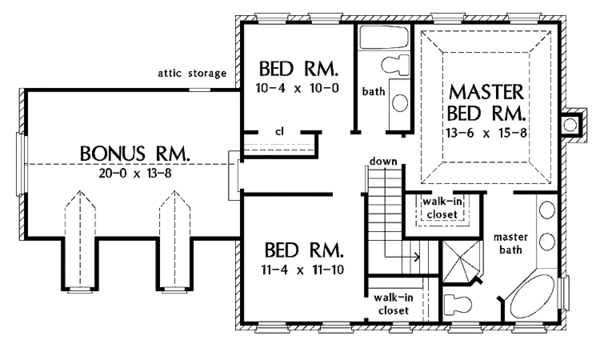 House Blueprint - Classical Floor Plan - Upper Floor Plan #929-628