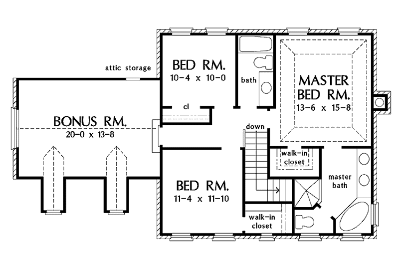 House Plan Design - Floor Plan - Upper Floor for Classical House Plan #929-628 - 3 bed, 2.5 bath