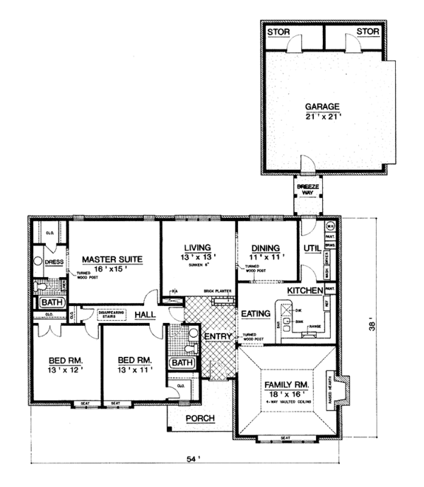 House Plan Design - Country Floor Plan - Main Floor Plan #45-493