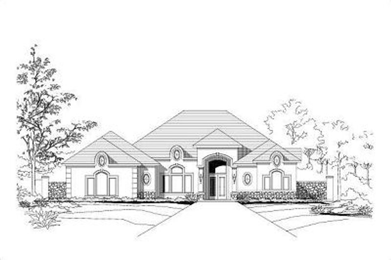 Exterior - Front Elevation 2 for European House Plan #411-748 - 3 bed, 3.5 bath