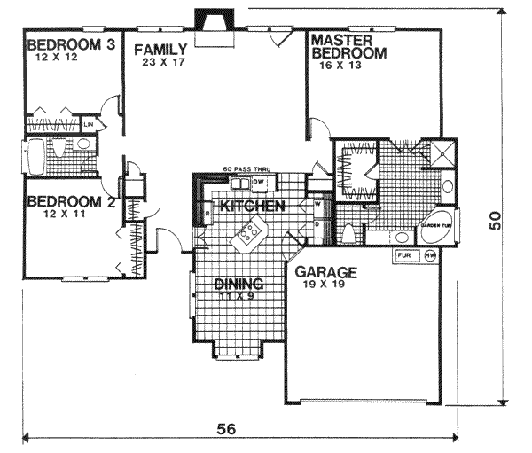 Country Floor Plan - Main Floor Plan #30-155