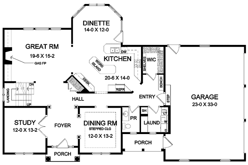 Architectural House Design - Floor Plan - Main Floor for Craftsman House Plan #328-425 - 3 bed, 2.5 bath
