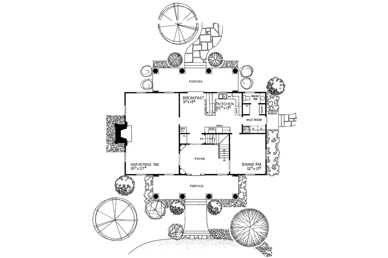 Home Plan - Floor Plan - Main Floor for Classical House Plan #72-685 - 3 bed, 2.5 bath
